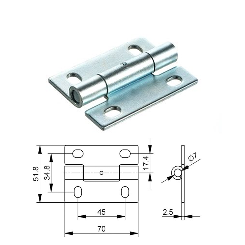 Intermediate hinge with shortened top