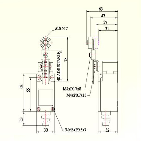 Lever switch for wicket doors and sliding locks