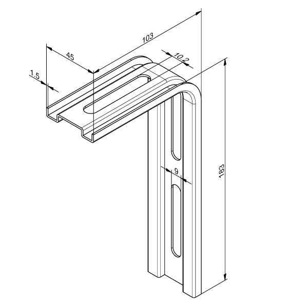 Ophangbeugel 183 x 103 mm