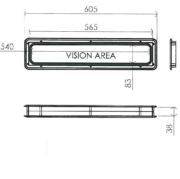 Fenster 605x146mm, für 38-40mm Sektion