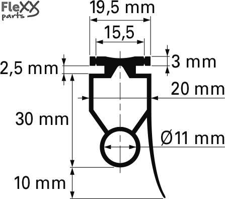 Onderrubber voor rolluiken met optische beveiliging