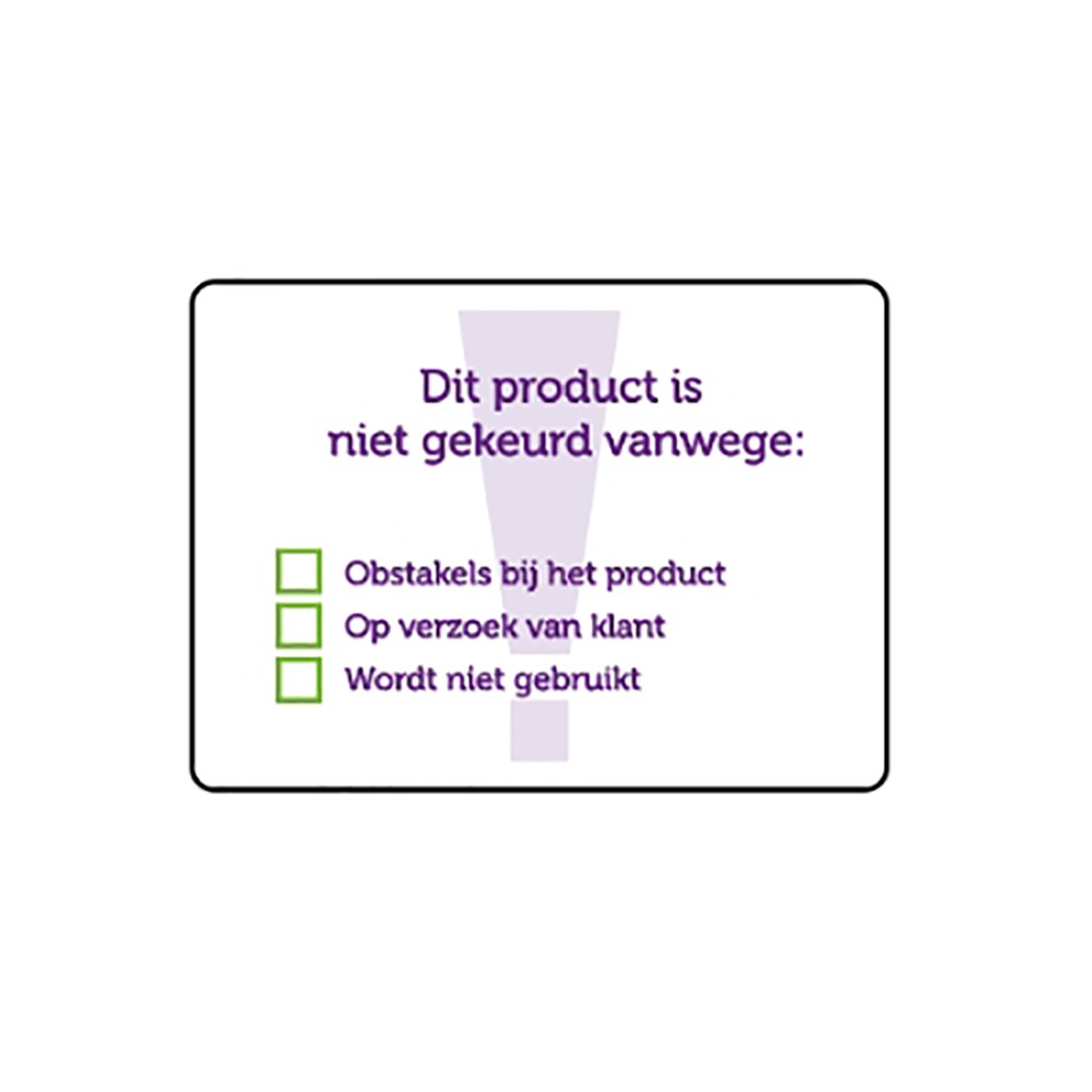 12700: Sticker product niet gekeurd (vel van 20 stuks)