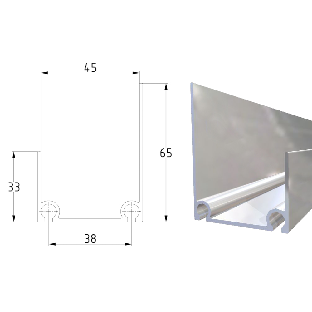 Top and bottom profile for 45 mm panels - 12847