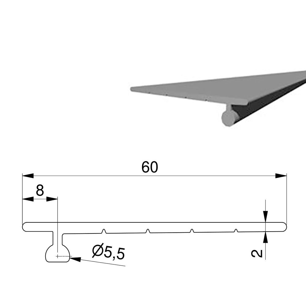 12850: Toprubber 60 mm voor profiel 12847