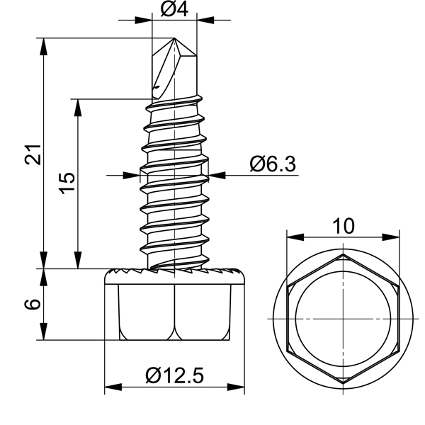 Drill parker 6.3 x 21