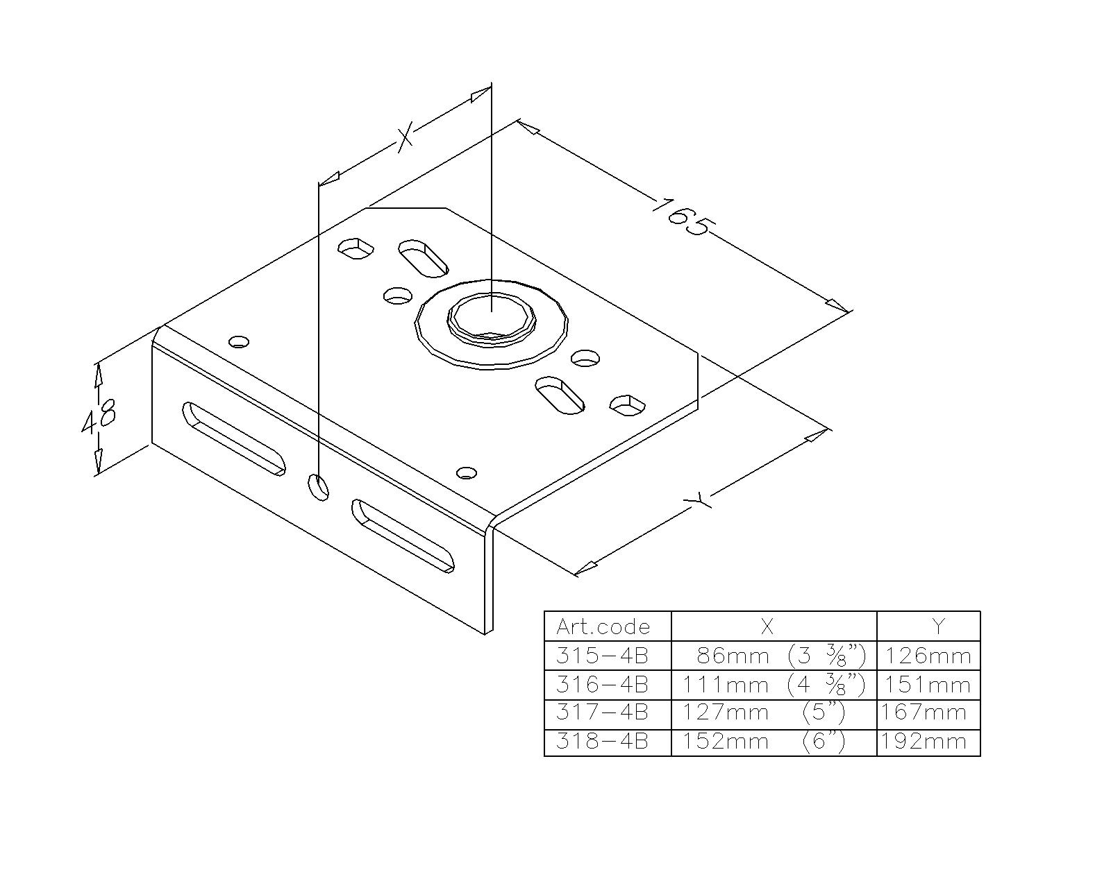 Lagerkonsole, 1 Inch, 127mm