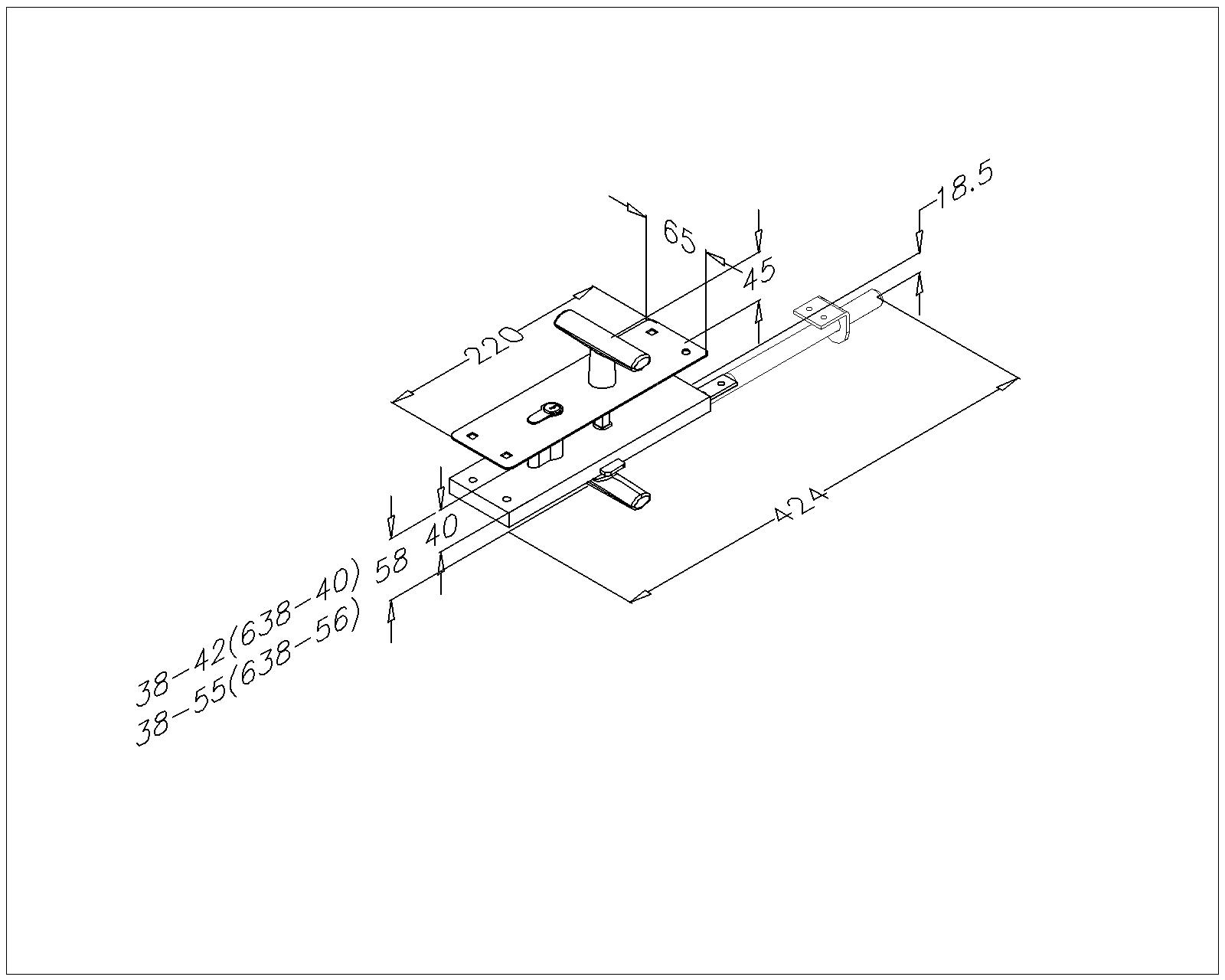 Cilinderslot opbouw 48 mm (paneeldikte 38-42 mm)