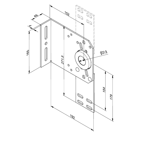 Zijlagerplaat 152 mm (1,25 inch)