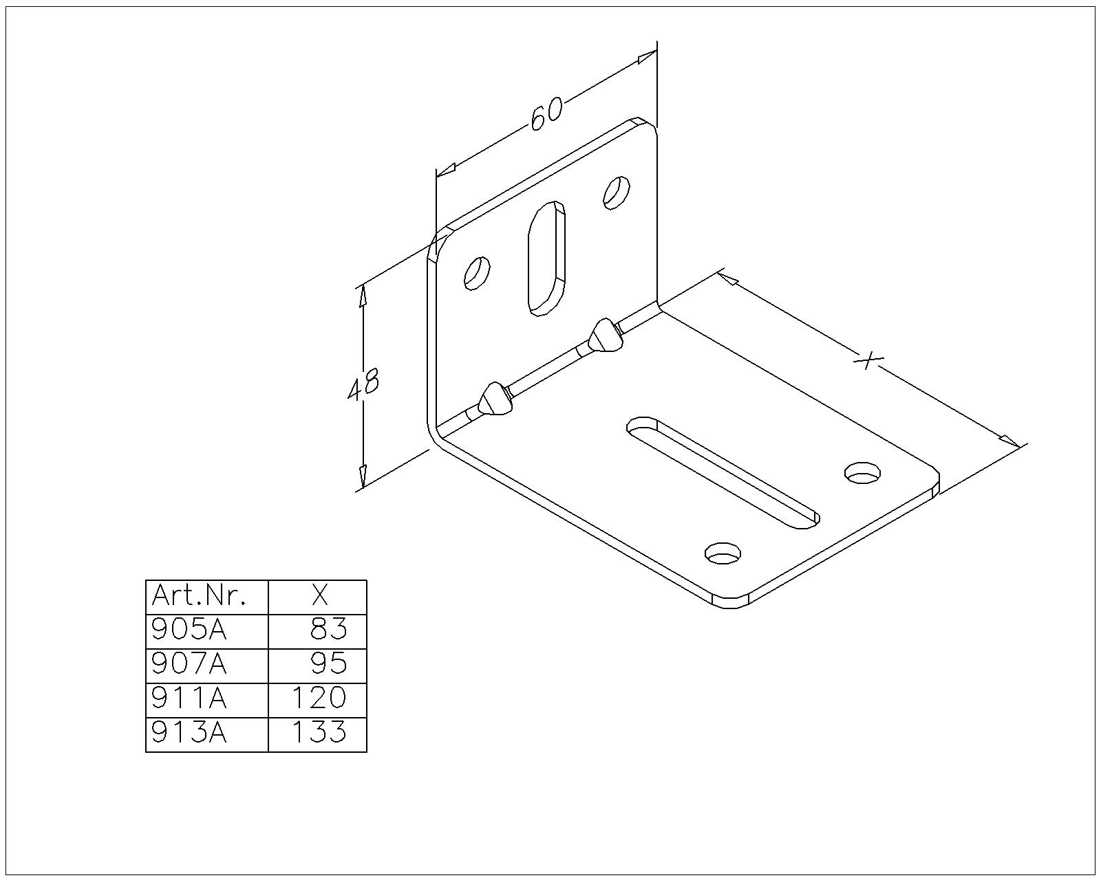 Railhoeksteun 60 x 83 mm 