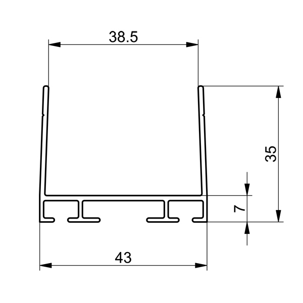 Top-/Bodenprofil für 40 mm-Sektion