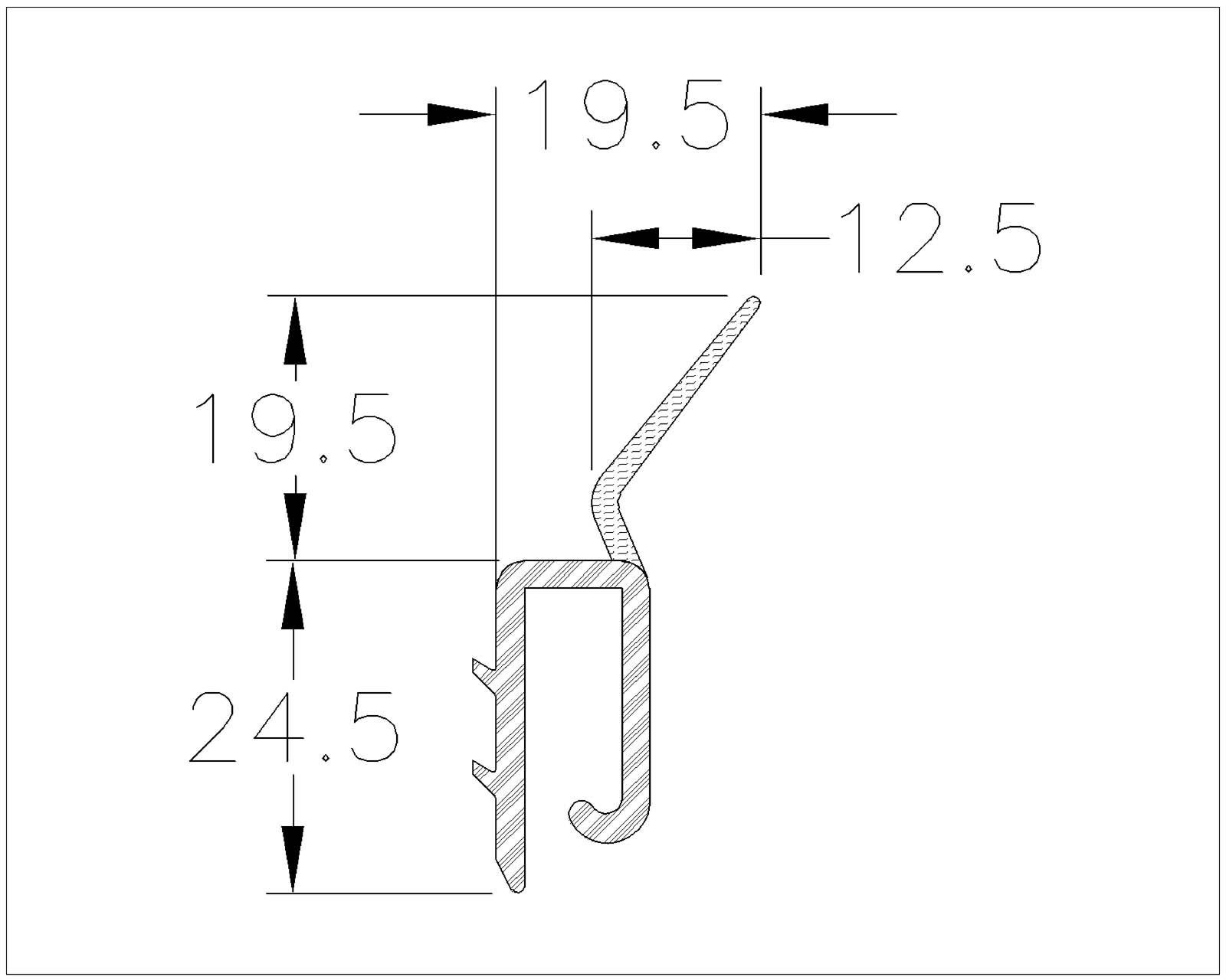 Zijafdichting voor hoeklijn 10352 (4260 mm)