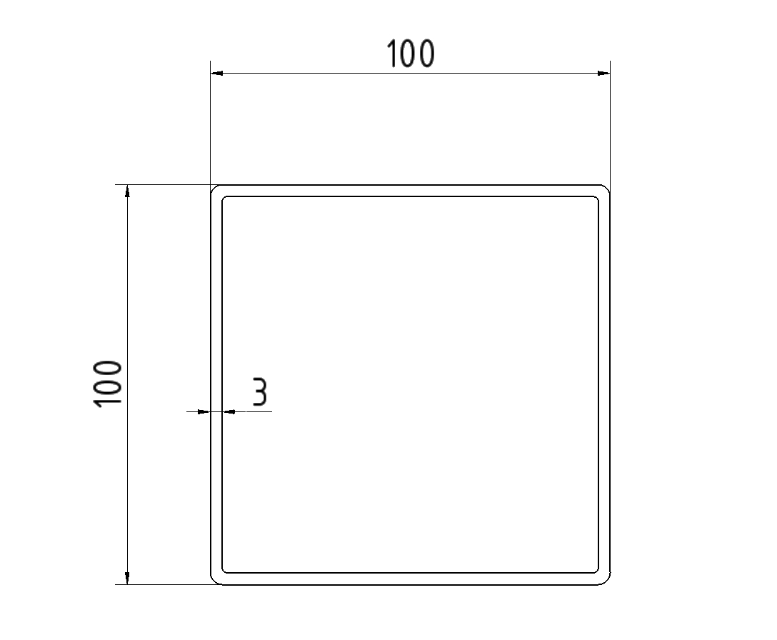 Tube steel square 100 x 100 x 3 mm 