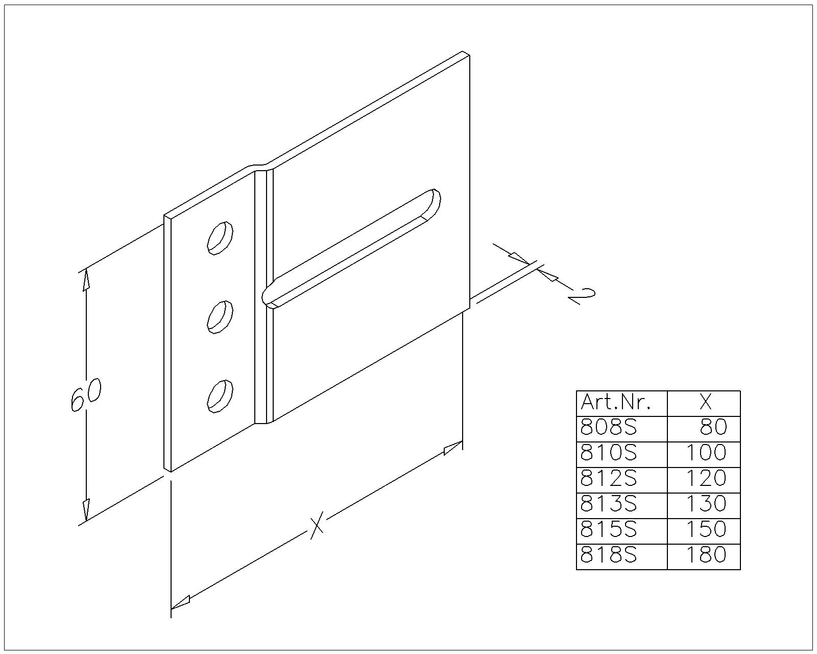 Railplaat 60 x 100 mm