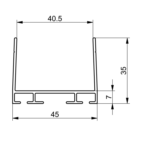 Top- en bodemprofiel voor 42 mm panelen