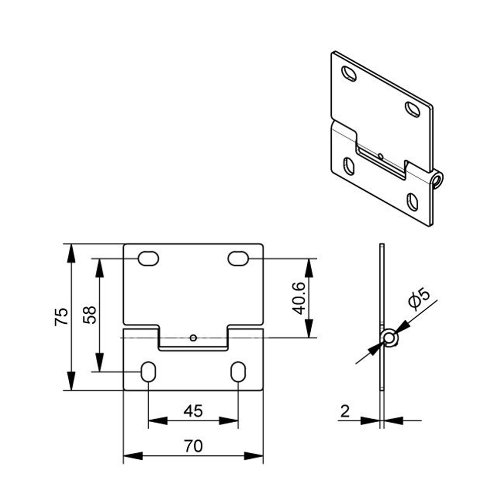 Intermediate hinge with raised top for fingersafe panels