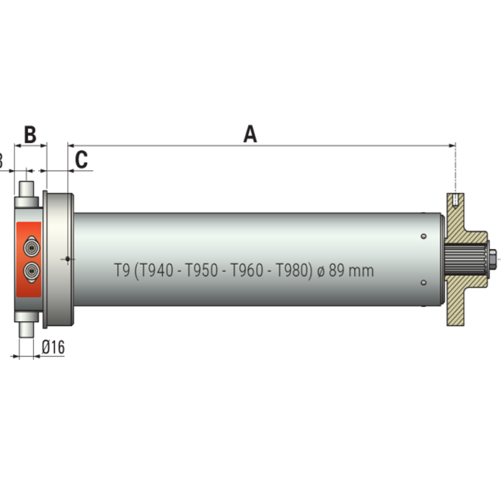 Buismotor T9 rond 89 mm (400 Nm)