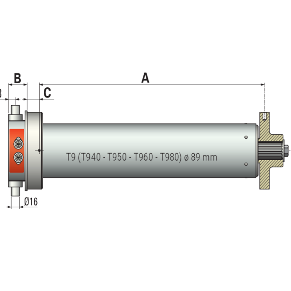 Buismotor T9M rond 89 mm (400 Nm)