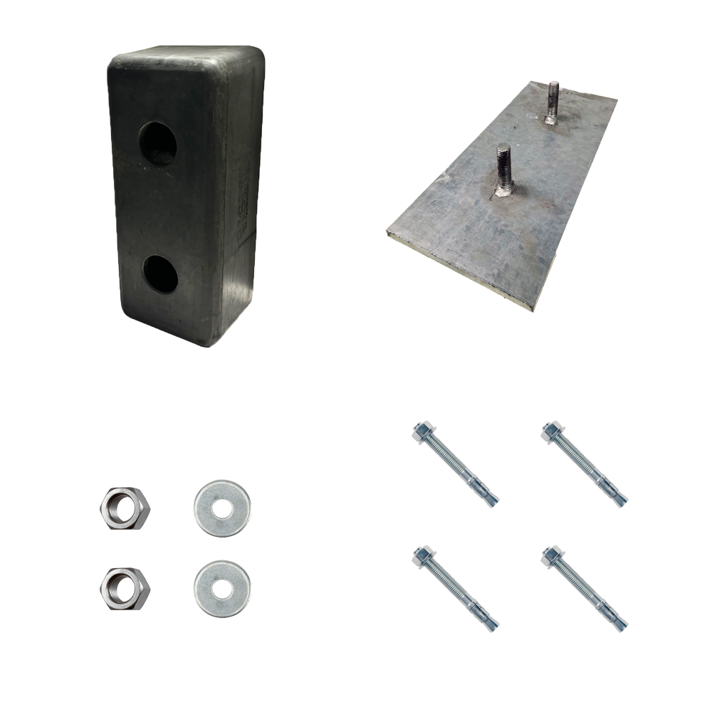 14033: Stertil dockbuffer 450 x 200 x 150 inclusief bevestigingsplaat en materiaal