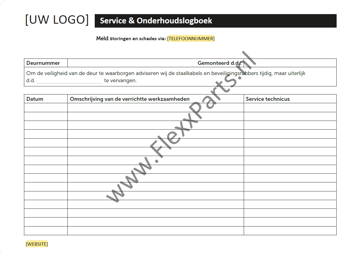11129-50: Servicelogboek met eigen logo 50 STUKS