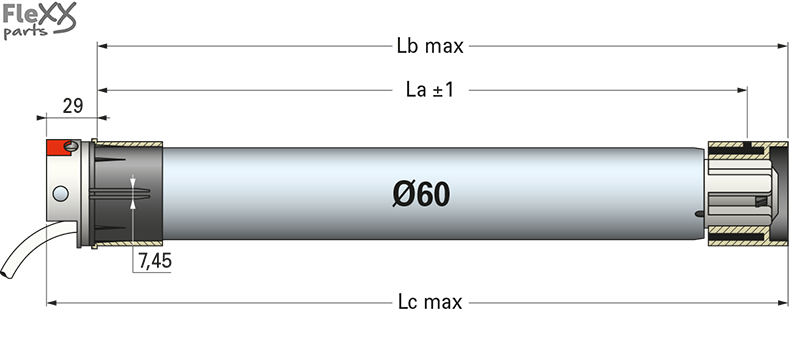 Rolladenmotor T6 rund 60 mm (40 Nm)