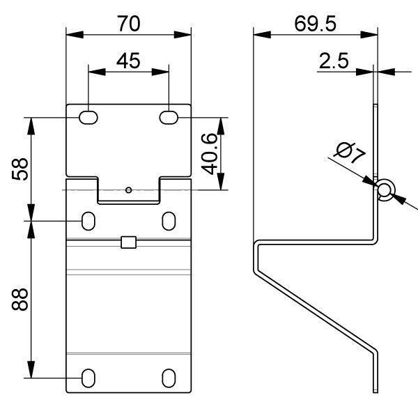 Side hinge with raised top, reversed knot for fingersafe panels.