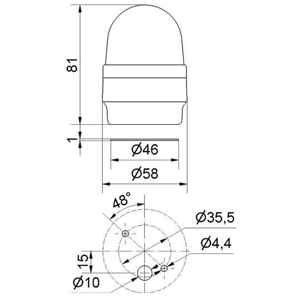 Blitzleuchte gelb 230 V AC