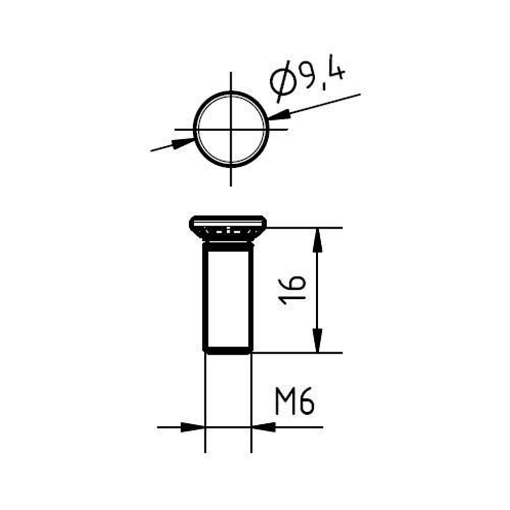 Schienenbolzen M6 x 16